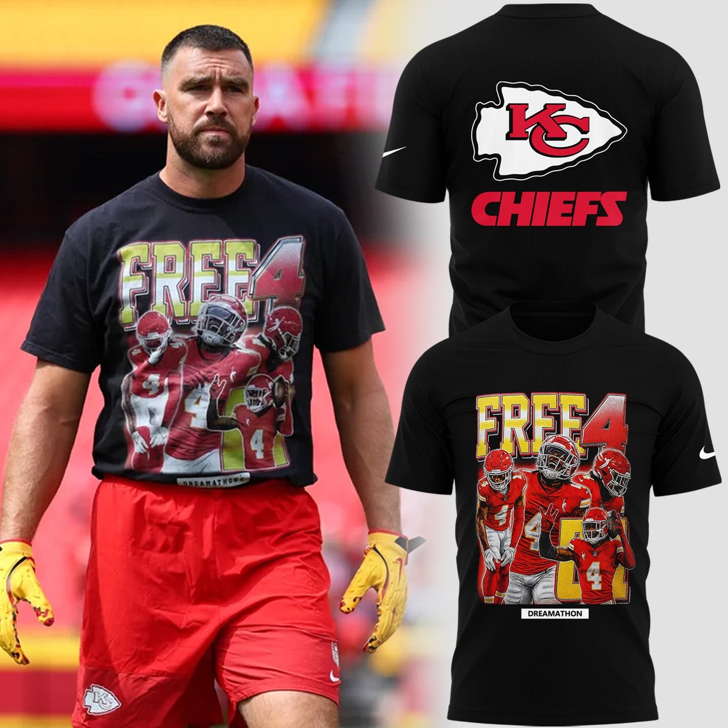 Limited Edition Kansas City Chiefs Kelce Free 4 Tshirt 2025
