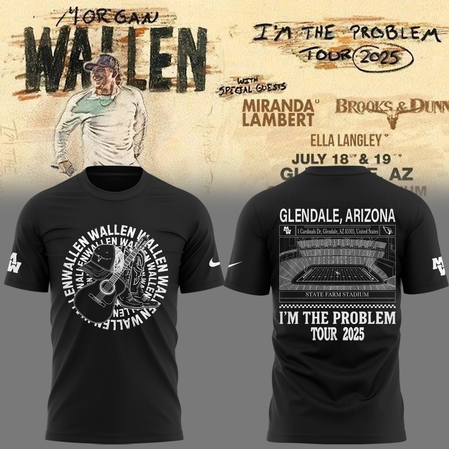 Special New Morgan Wallen x Arizona Cardinals Tshirt