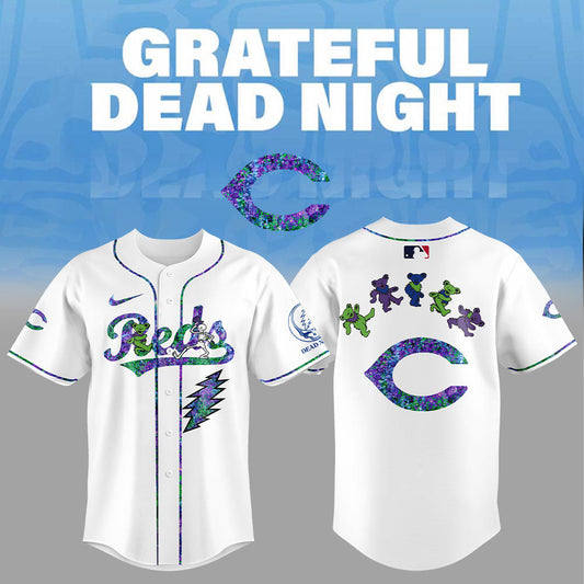 Cincinnati Reds Grateful Dead Night Jersey Flat Cap Set