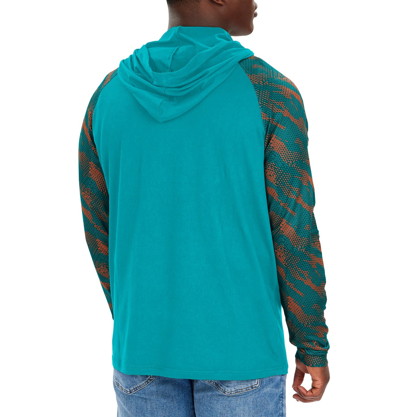 Zubaz NFL Men's Miami Dolphins Viper Print Pullover Hooded Sweatshirt