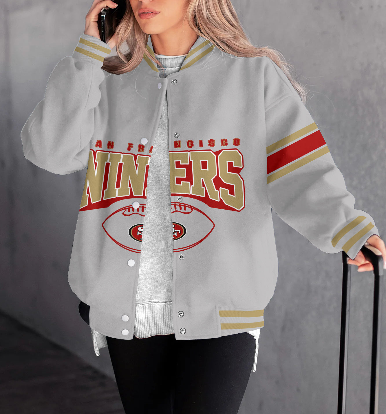 San Francisco 49ers Women's Long Pass Full- Snap Casual Jacket