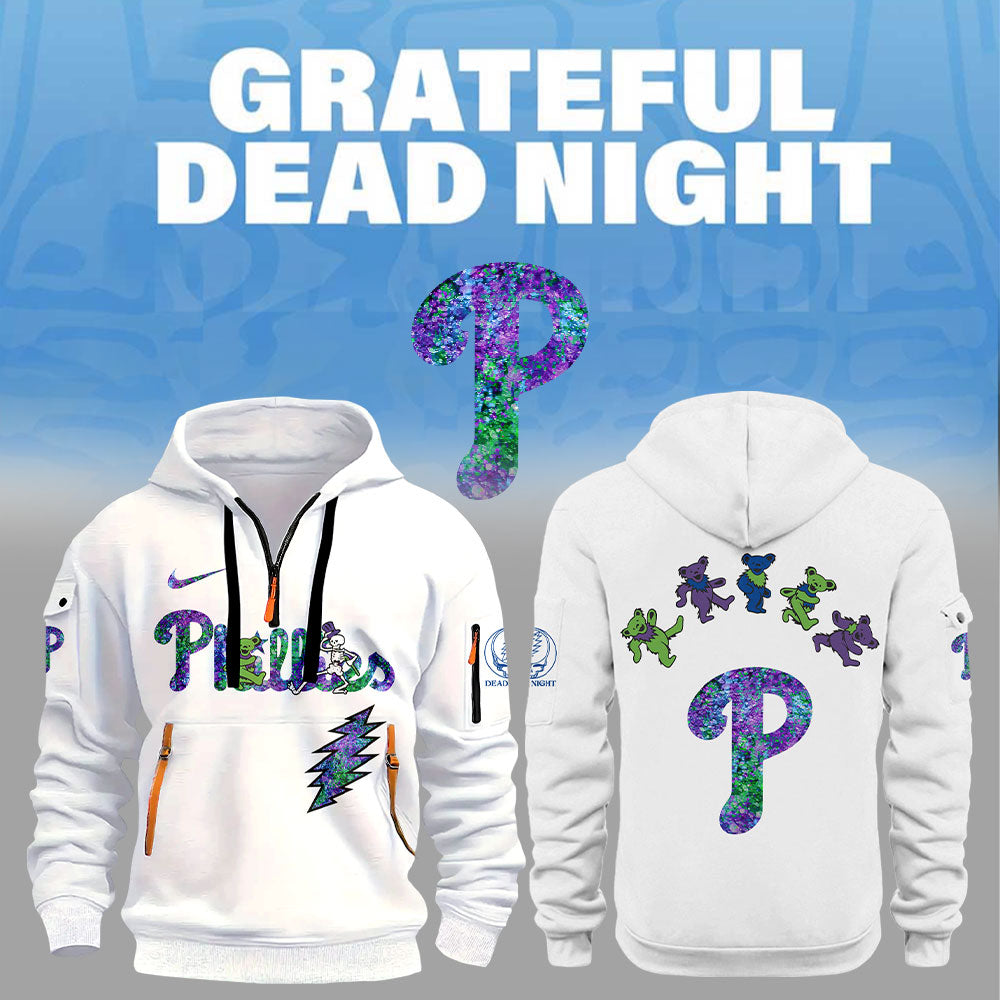 Philadelphia Phillies Grateful Dead Night Zip Long Sleeve Hoodie