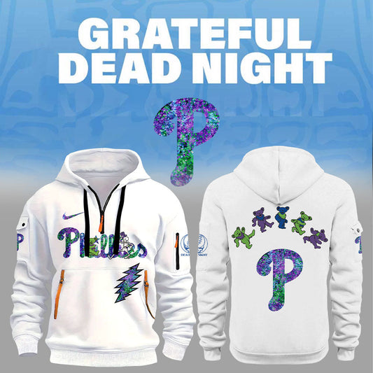 Philadelphia Phillies Grateful Dead Night Zip Long Sleeve Hoodie