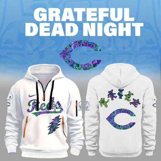 Cincinnati Reds Grateful Dead Night Zip Long Sleeve Hoodie