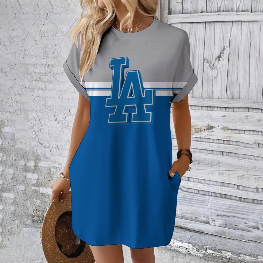 Dodgers Hidden Pocket Short Sleeve Tee Dress