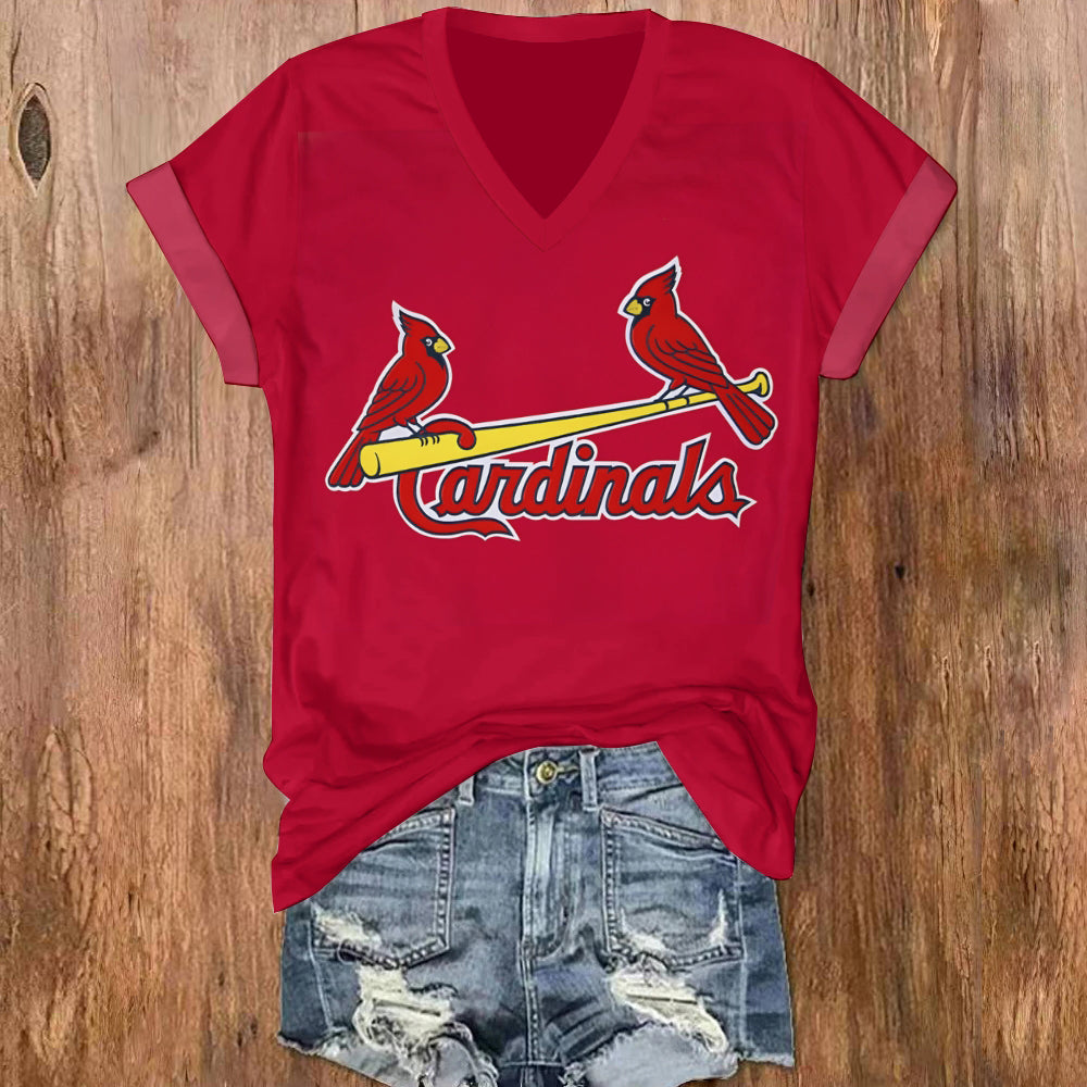 Summer Women's Solid Color V-Neck Short Sleeve T-Shirt