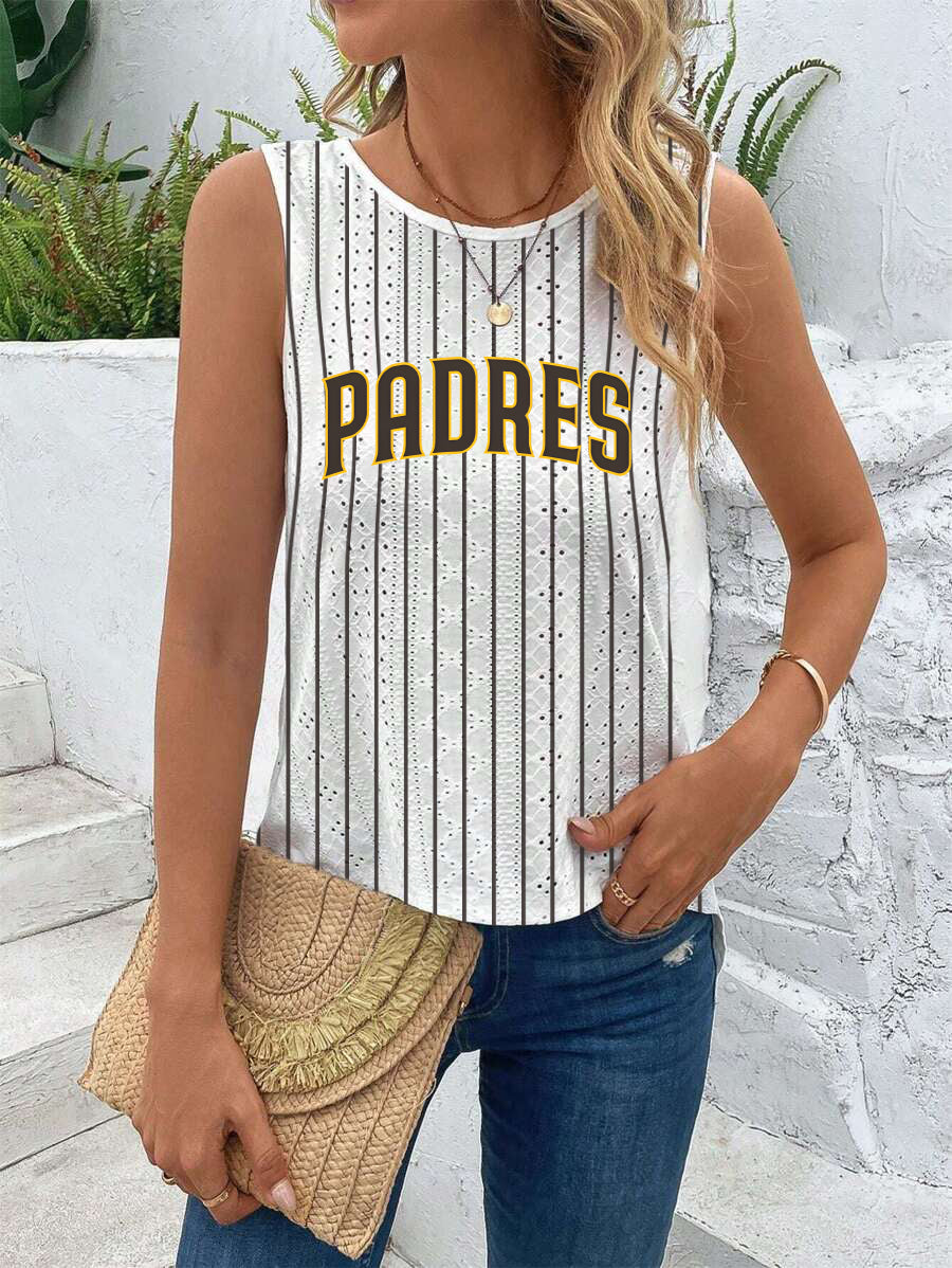 Padres Cut Out Wrap Cross Wrap Back Asymmetrical Beach Tank Top