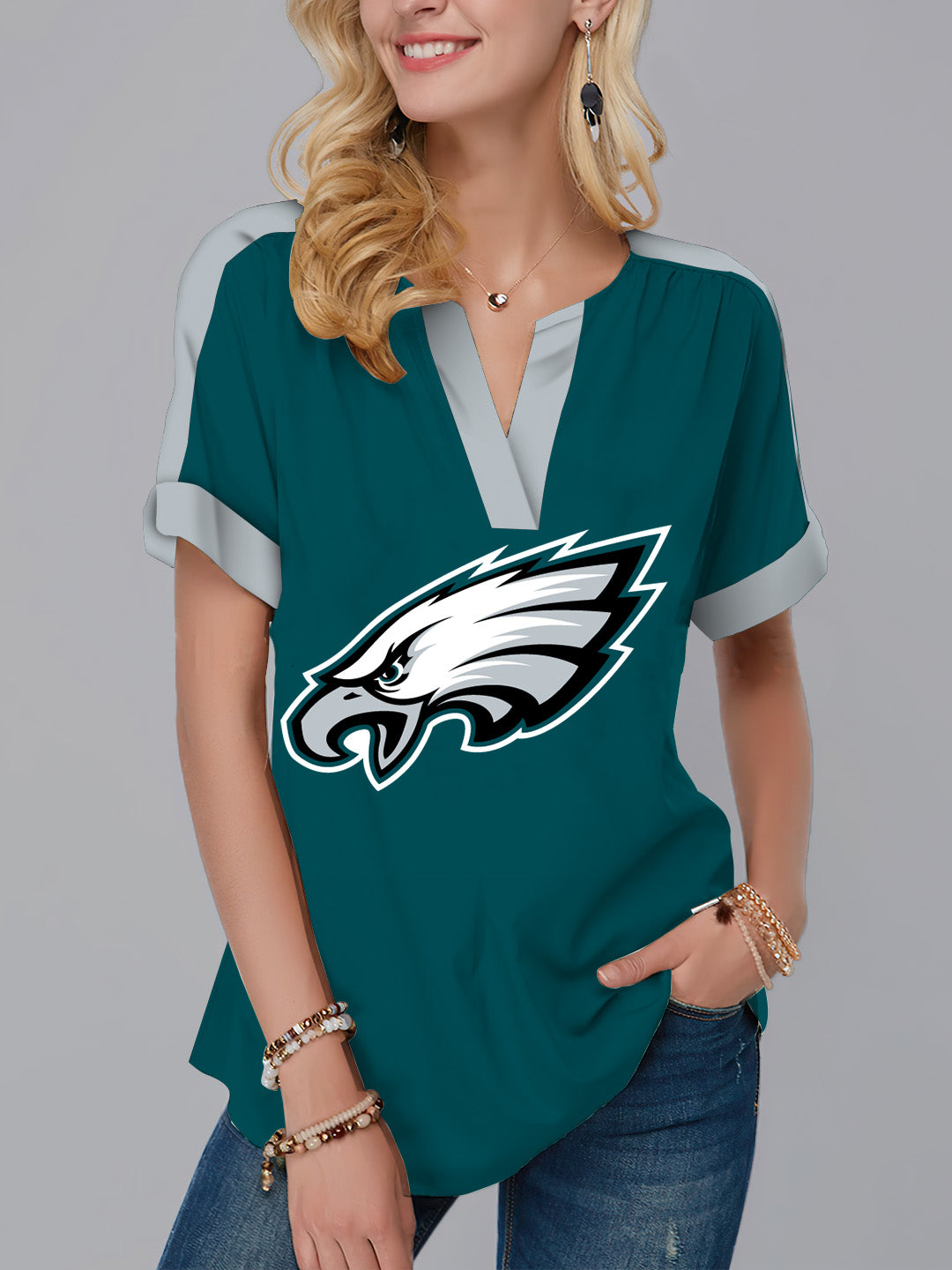 New  Fashion Short Sleeve V-Neck Shirt