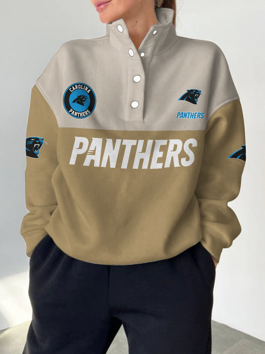 Carolina Panthers  2025 New Design Casual Snap  Mockneck Pullover
