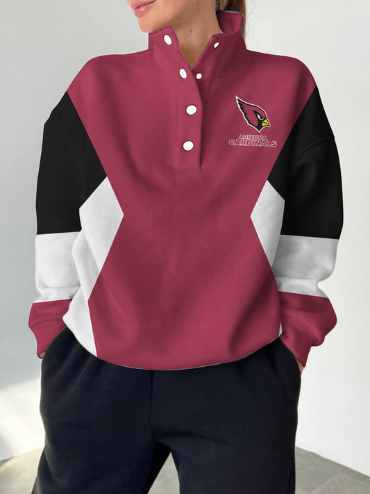 Arizona Cardinals 2025 New Design Casual Snap  Mockneck Pullover