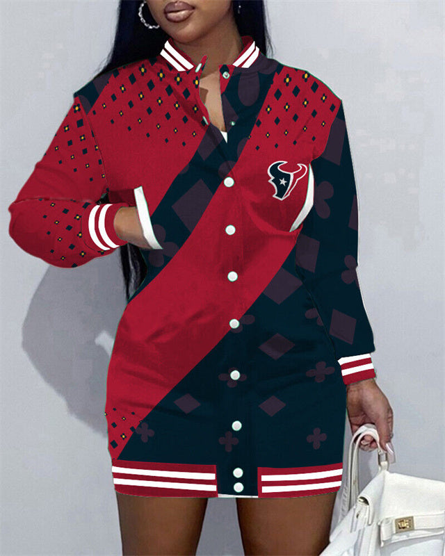 Houston Texans
Limited Edition Button Down Long Sleeve Jacket Dress