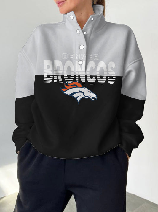 Denver Broncos 2025 New Design Casual Snap  Mockneck Pullover