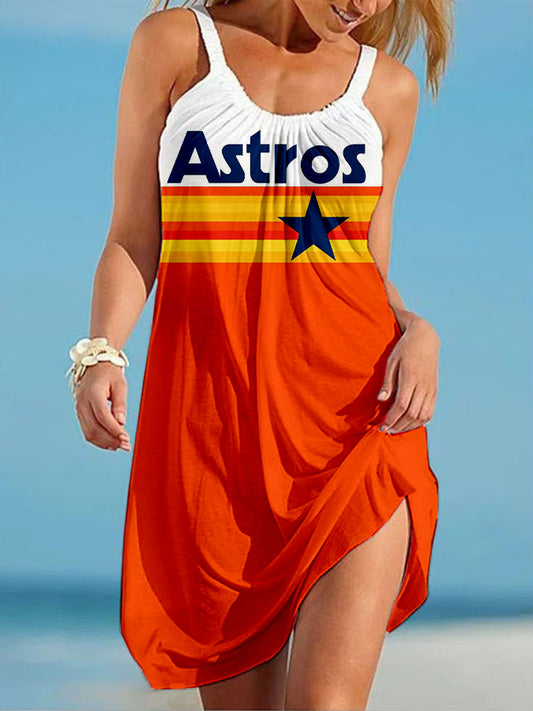Astros Round neck sleeveless printed dress