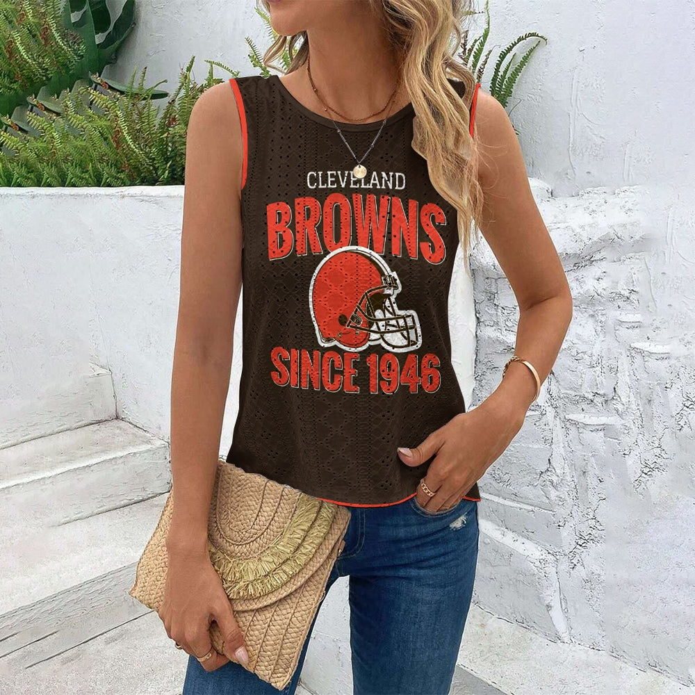 Cleveland Browns Cut Out Wrap Cross Wrap Back Asymmetrical Beach Tank Top