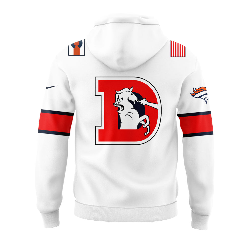 Denver Broncos Coach Sean Payton Throwback Whrite Hoodie