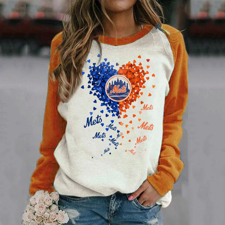 Fashion stitching Vintage Print crew neck Sweatshirt
