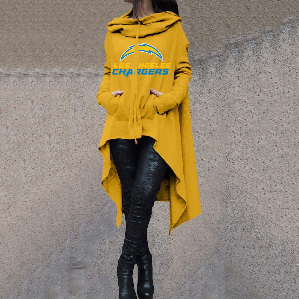 Fashionable Print Irregular Long Sleeve Sweatshirt