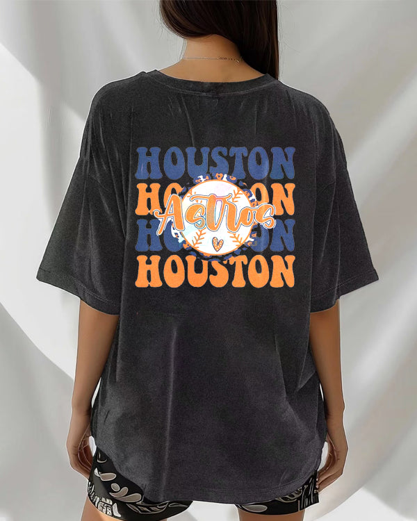 Washed Distressed Print Short Sleeve T-shirt