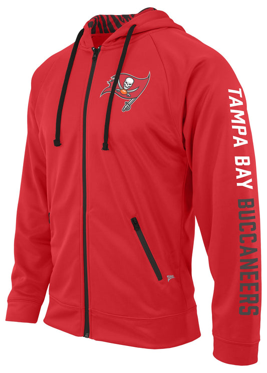 Zubaz NFL Men's Team Name and Logo Full Zip Hoodie Tampa Bay Buccaneers