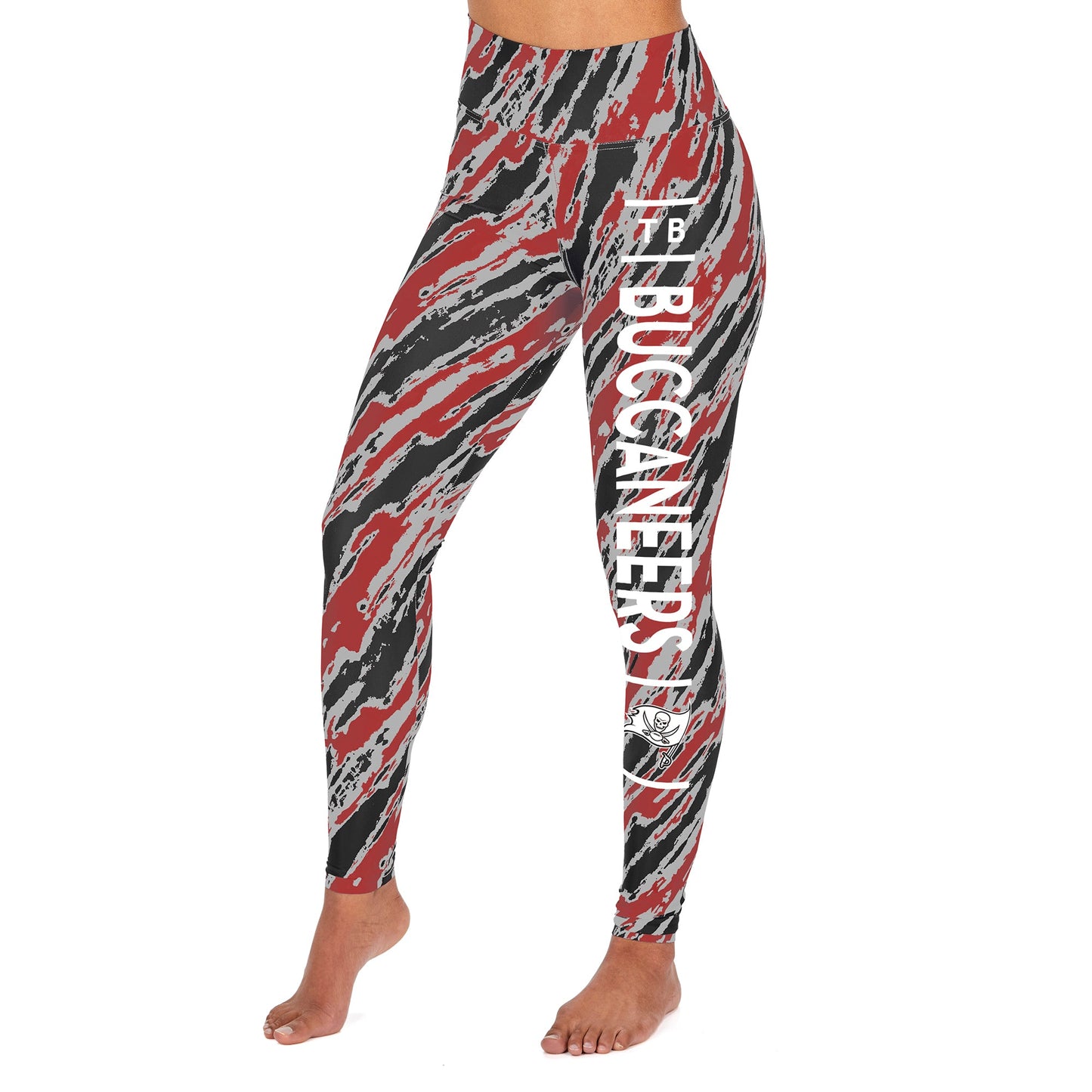 Zubaz NFL Women's Tampa Bay Buccaneers Diagonal Streak Leggings