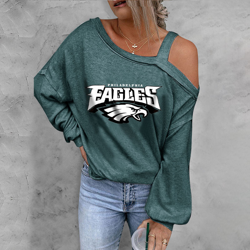 ASYMMETRICAL NECK SHIFT CASUAL LONG SLEEVE TOP