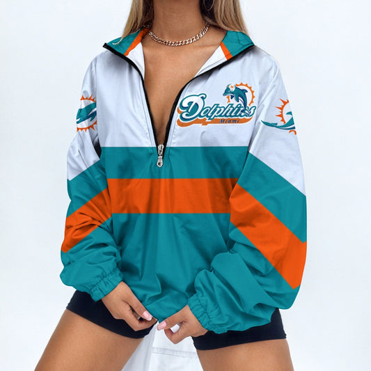 Women's Print V Neck Zipper Sweatshirt Jacket