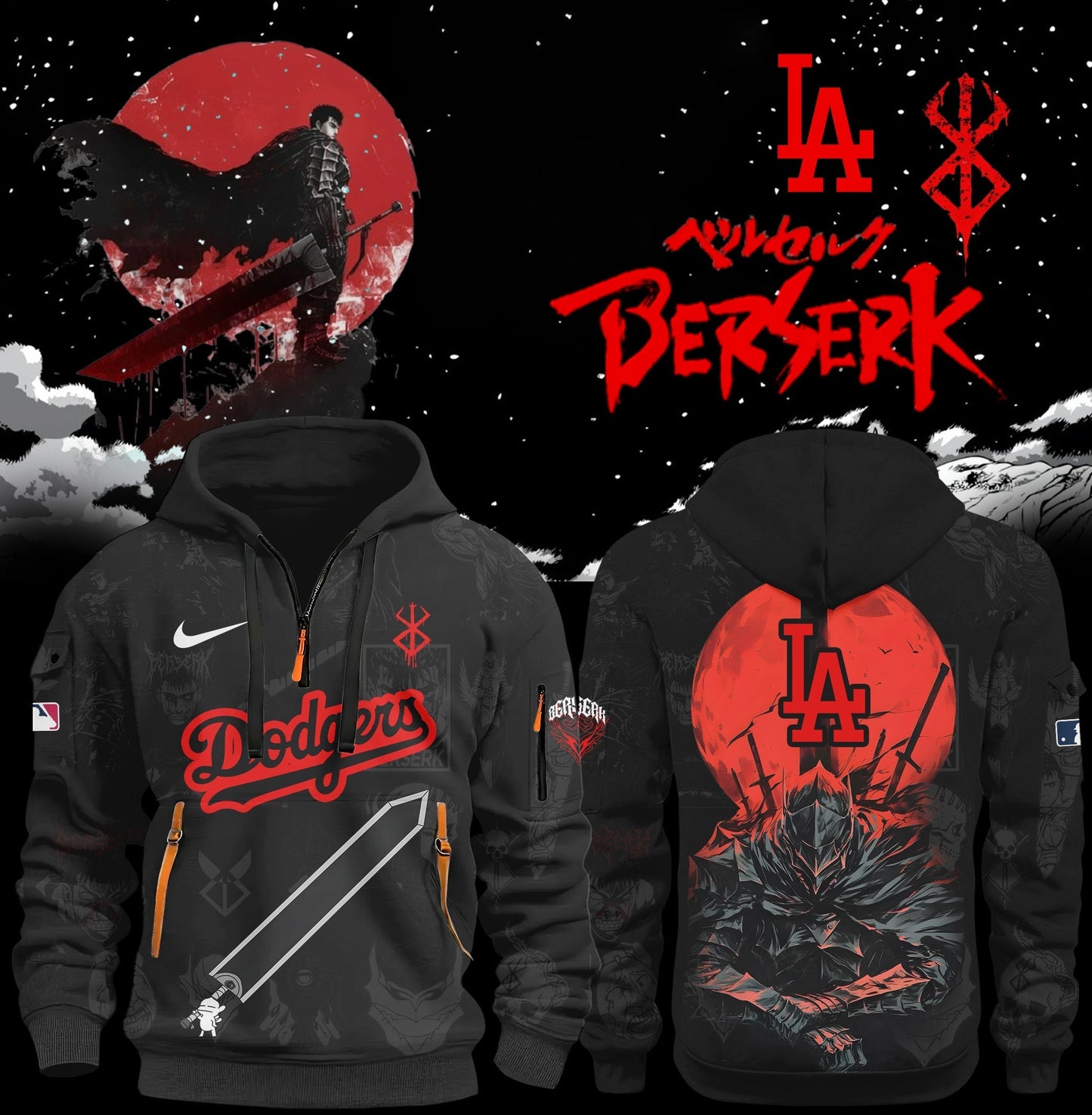 Los Angeles Dodgers x Berserk Limited Edition Half Zip Hoodie