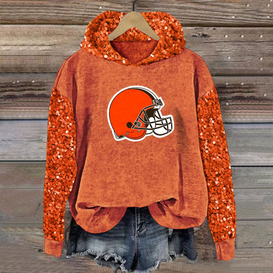 Sequined Sleeves Vintage Hoodie
