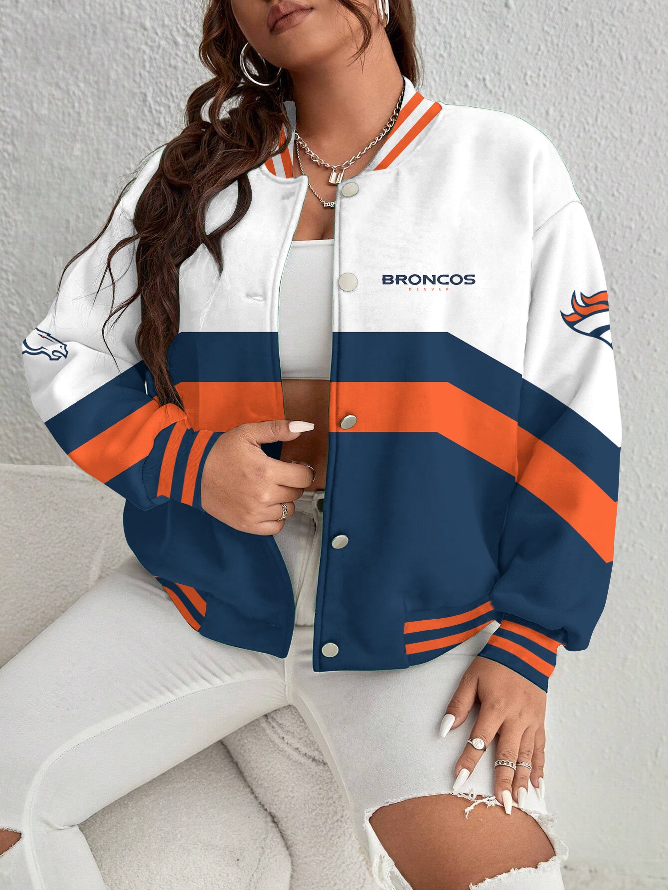 Denver Broncos Women's Long Pass Full- Snap Casual Jacket