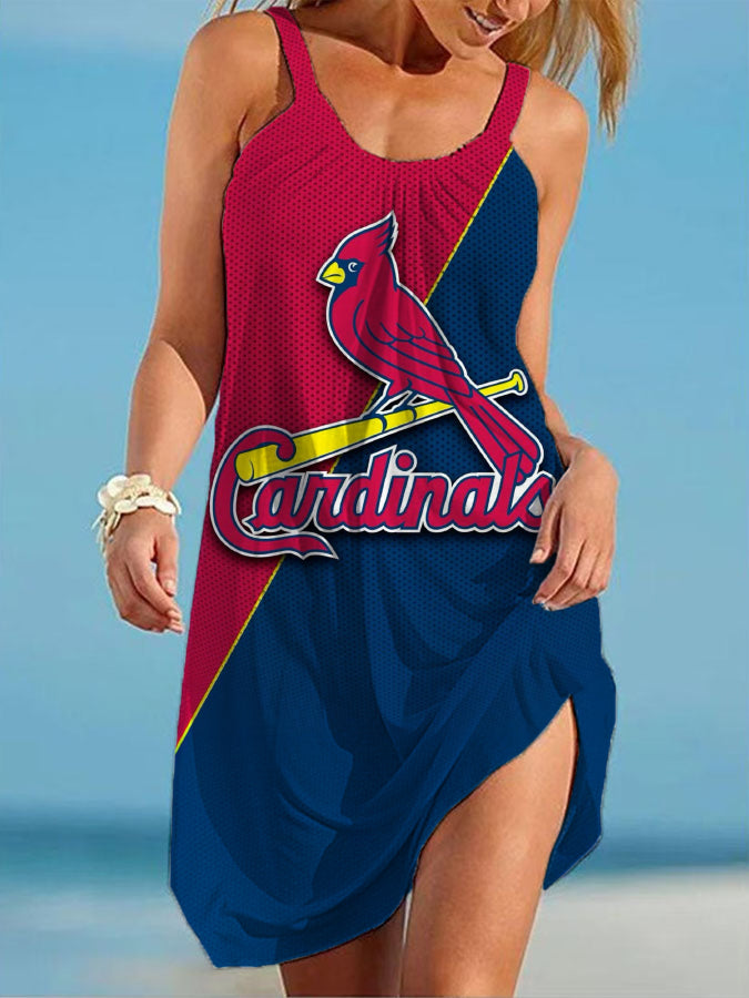 St. Louis Cardinals Round neck sleeveless printed dress