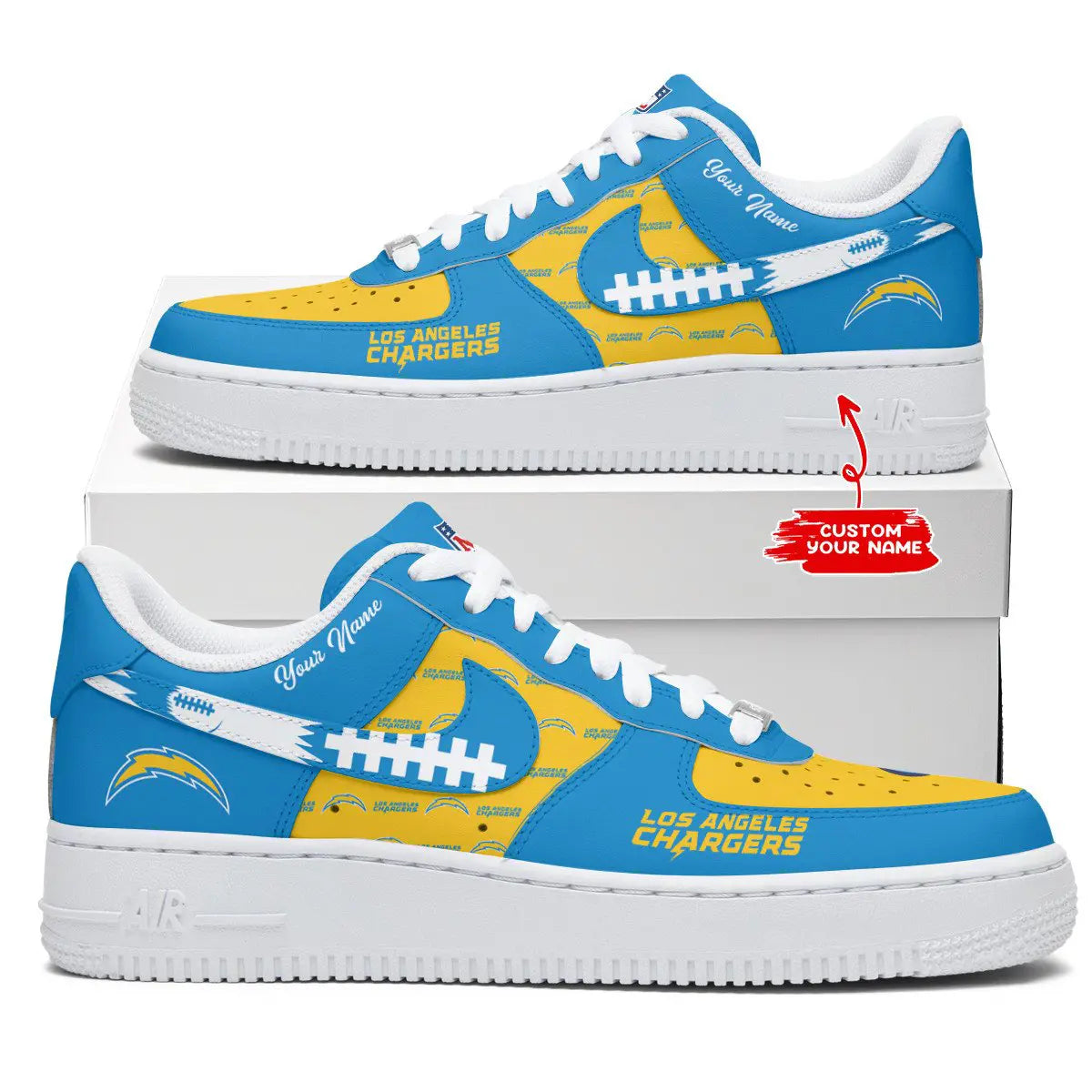 Los Angeles Chargers AF1 Casual Sneakers Comfortable Outdoor Sports Trainers