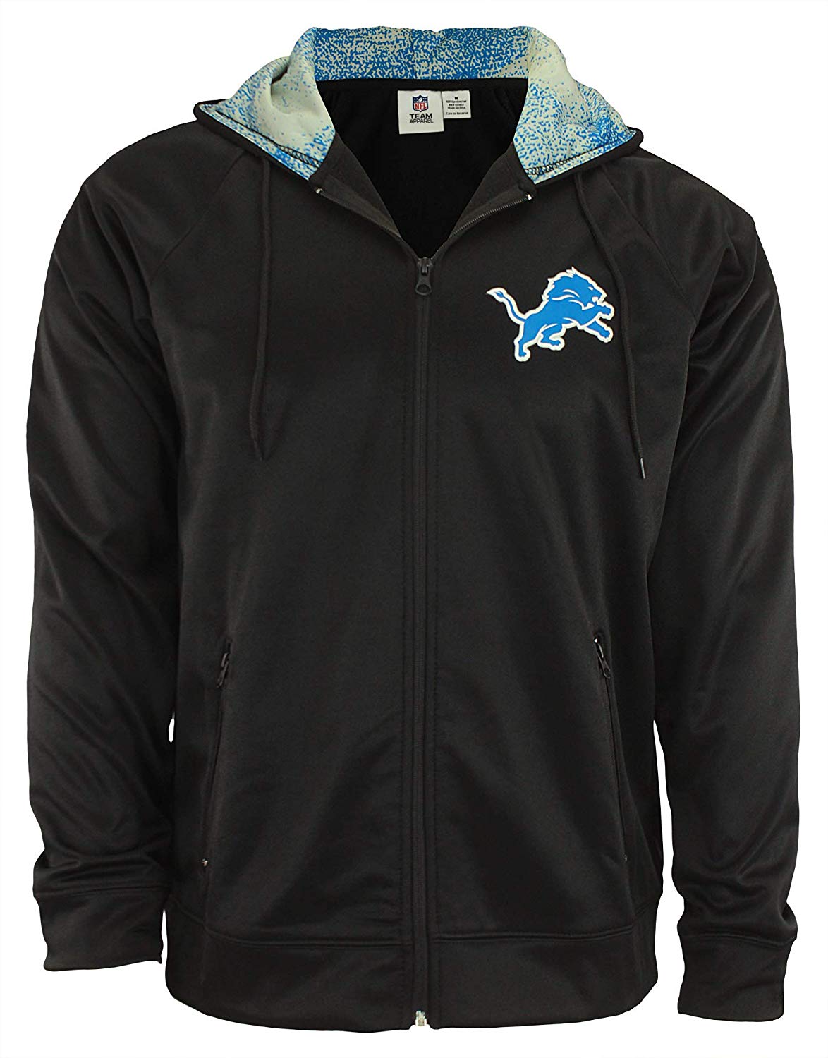 Zubaz NFL Detroit Lions Men's Heavyweight Full Zip Performance Fleece Hoodie