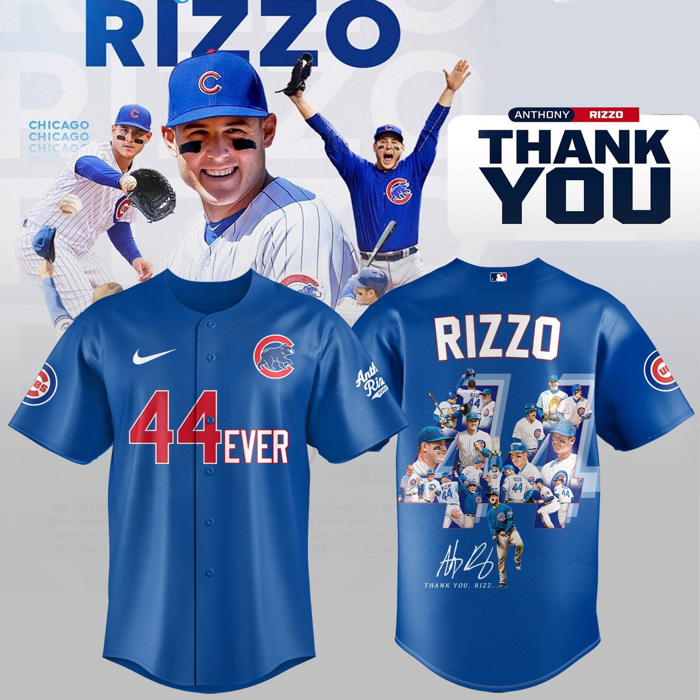 Chicago Cubs Legend Anthony Rizzo Jersey Thank You Rizz