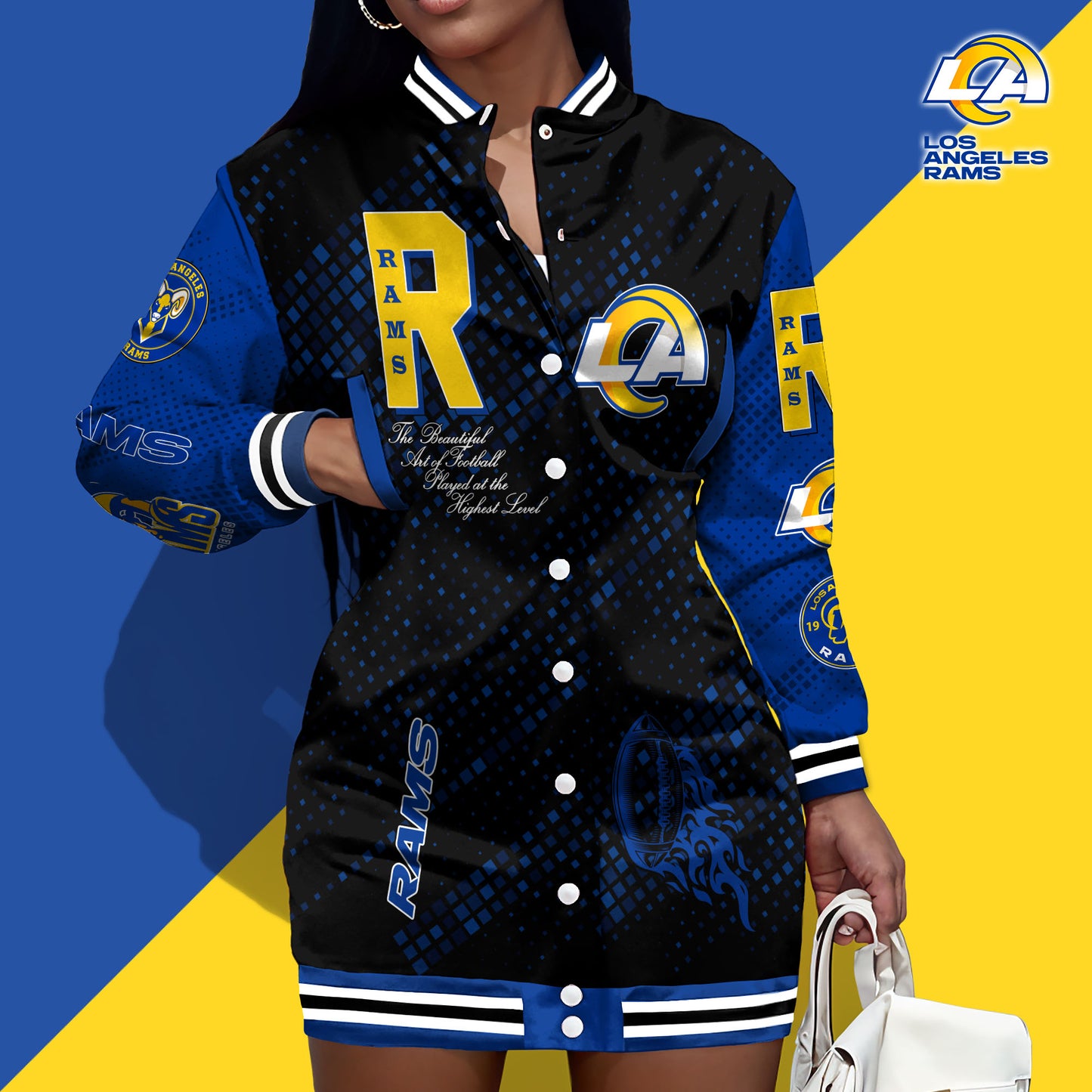 Los Angeles Rams Limited Edition Button Down Long Sleeve Jacket Dress