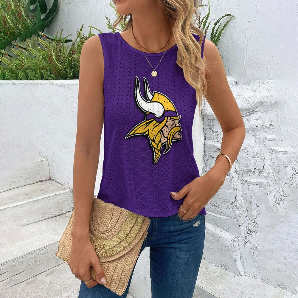 Minnesota Vikings Cut Out Wrap Cross Wrap Back Asymmetrical Beach Tank Top