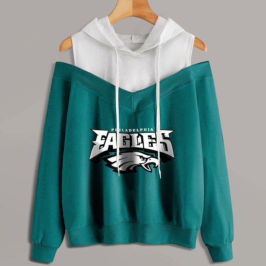 2 In 1 Colorblock Cold Shoulder Hoodie