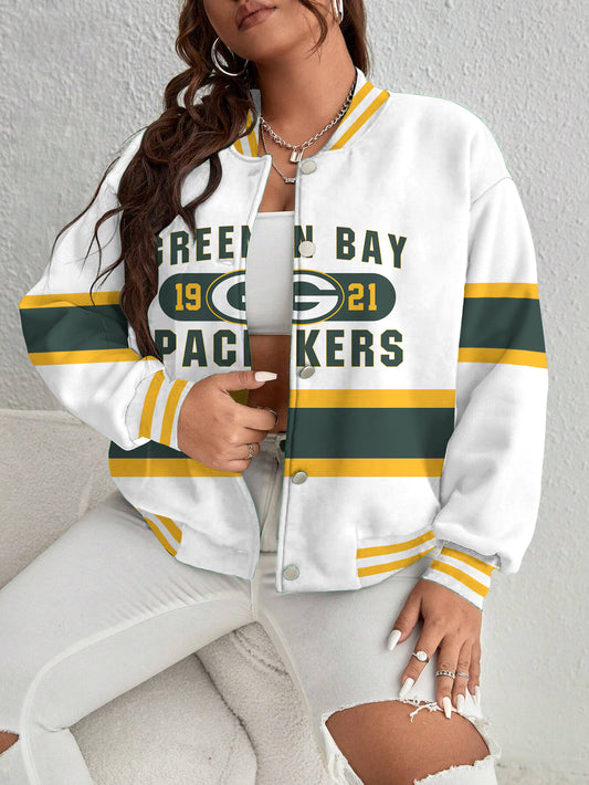 Green Bay Packers Women's Long Pass Full- Snap Casual Jacket