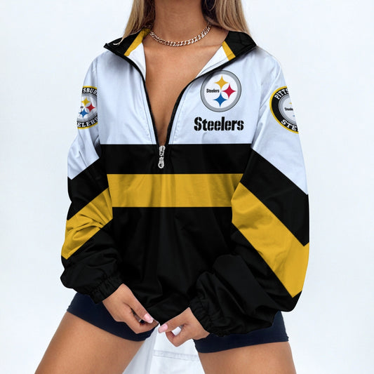 Women's Print V Neck Zipper Sweatshirt Jacket