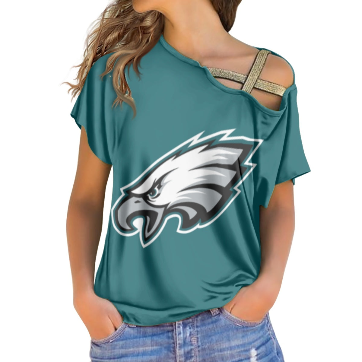 sequin cross belt women's top