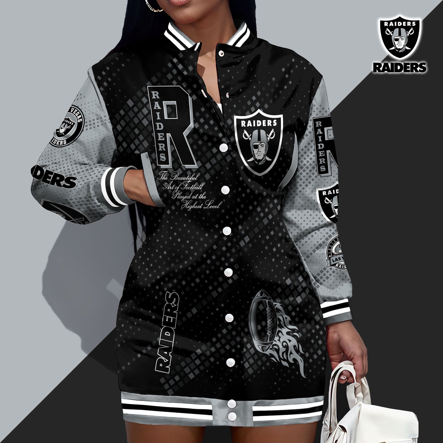 Las Vegas Raiders Limited Edition Button Down Long Sleeve Jacket Dress
