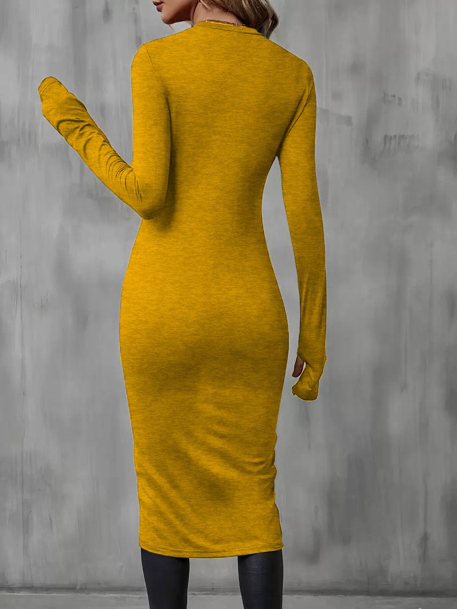 Long Sleeve Crew Neck Split Hem Tulip Top