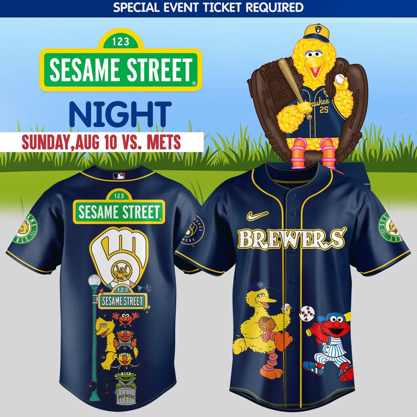 Milwaukee Brewers _ Sesame Street Night Jersey 3 2025