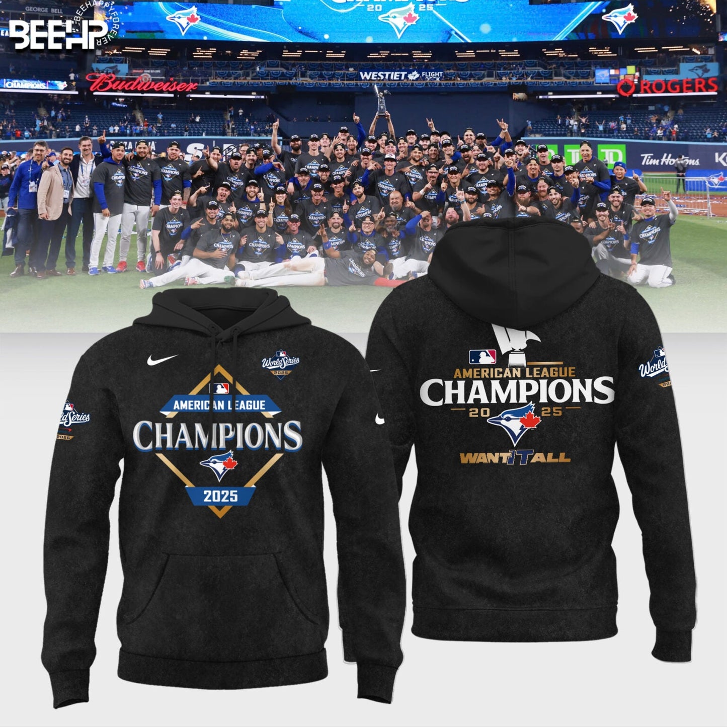 Toronto Blue Jays 2025 American League Champions Combo Hoodie