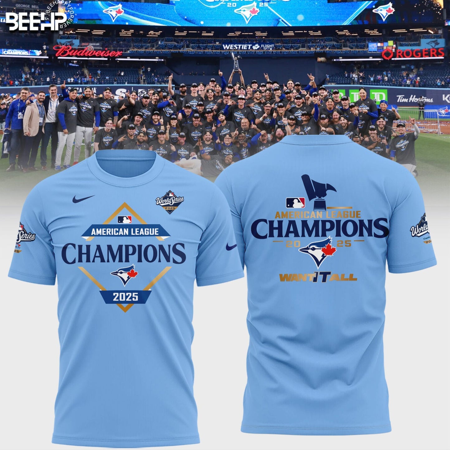 Toronto Blue Jays 2025 American League Champions Combo T-Shirt