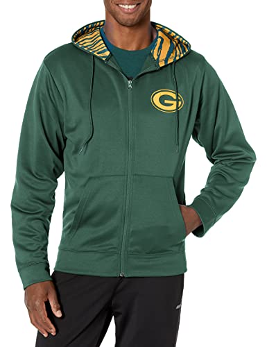Zubaz NFL Men's Green Bay Packers Team Full Zip Up Hoodie With Zebra Accents