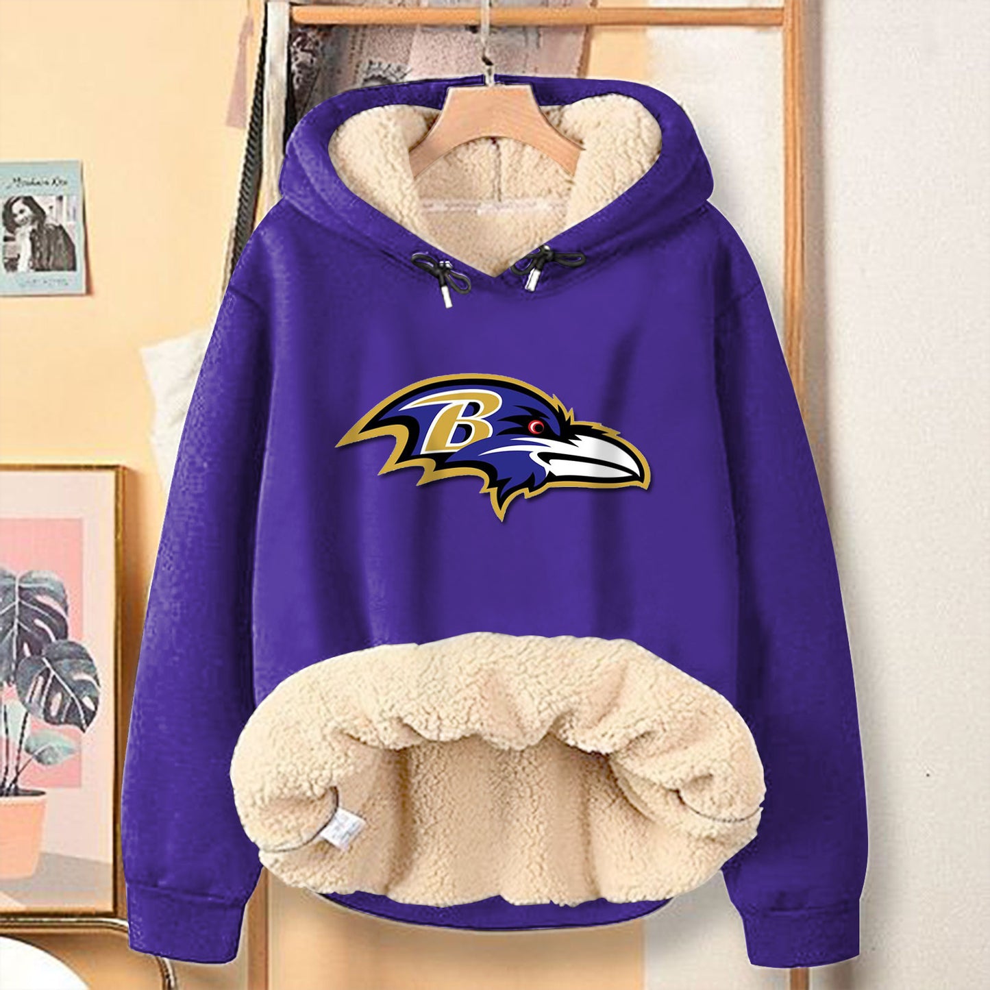 Casual Print Teddy Sherpa Fleece Hoodie