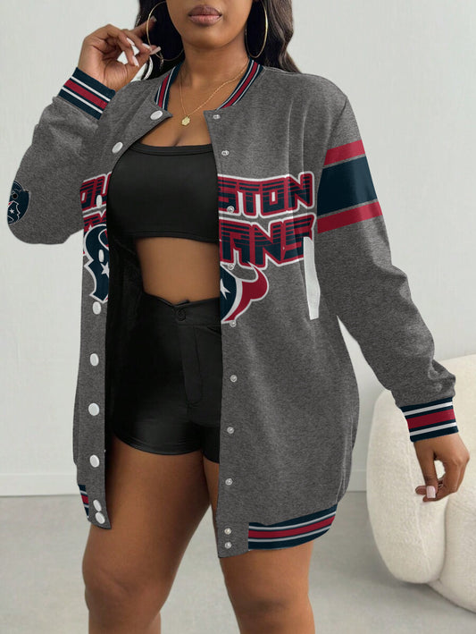 Houston Texans Women's Limited Edition Button Down Long Sleeve Jacket Dress