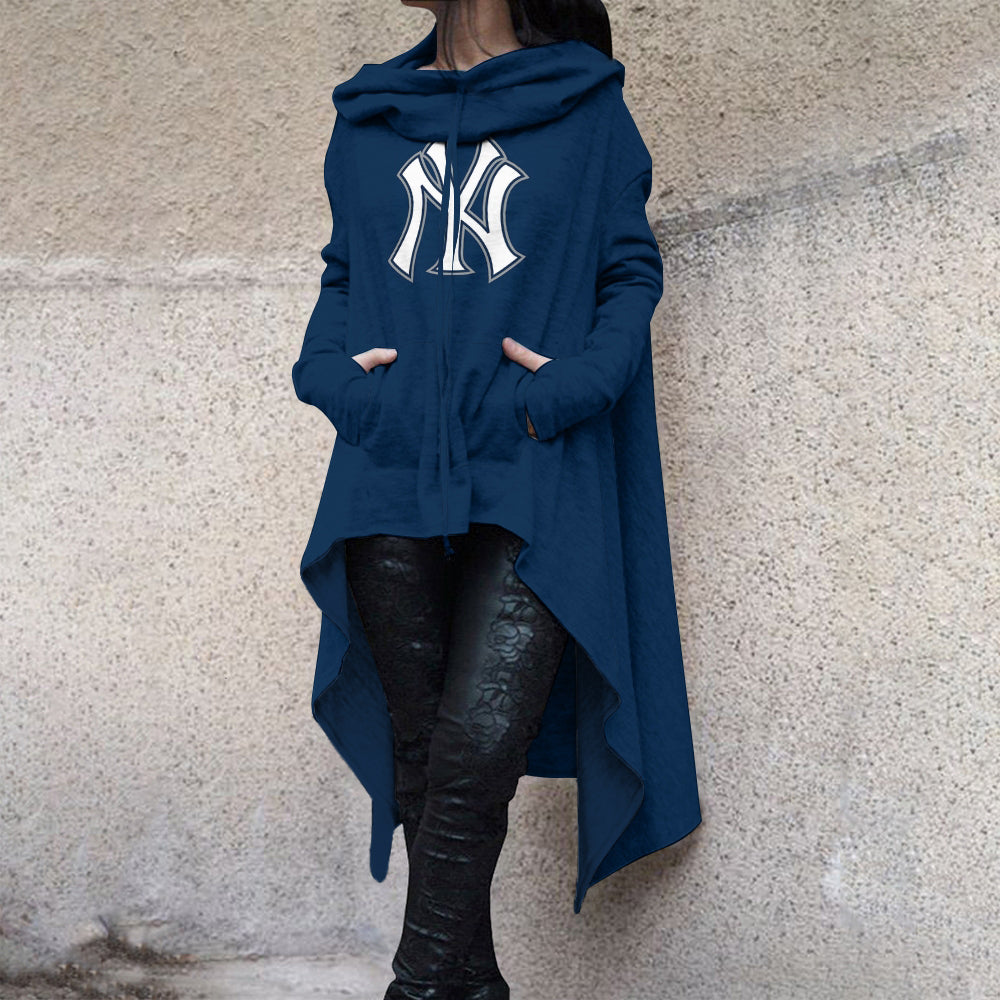 Fashionable Print Irregular Long Sleeve Sweatshirt