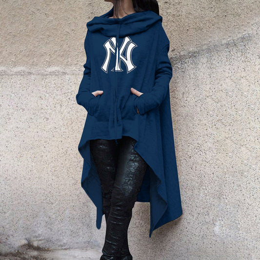 Fashionable Print Irregular Long Sleeve Sweatshirt