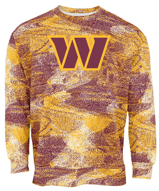 Zubaz NFL Men's Team Logo Static Crew Neck Sweatshirt Washington Commanders
